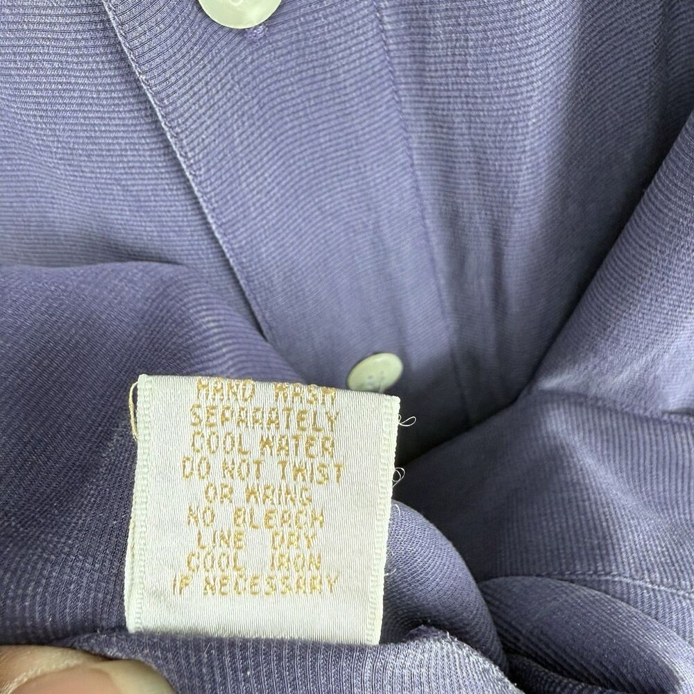 Porcini by Brietta 100% Silk Button Down Shirt Purple Mens Small Classic - Picture 12 of 16